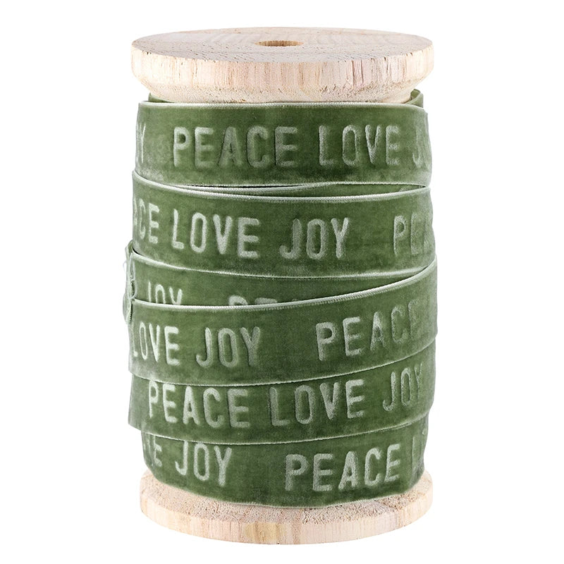 Face to Face Velvet Ribbon Spool - Peace Love Joy