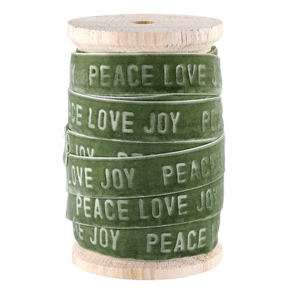 Face to Face Velvet Ribbon Spool - Peace Love Joy