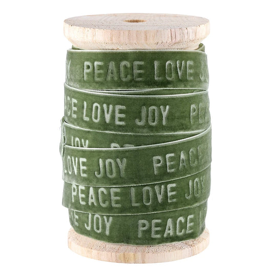 Face to Face Velvet Ribbon Spool - Peace Love Joy