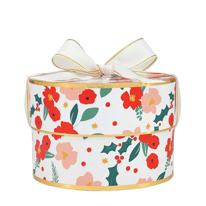 Nested Paper Gift Box - Red Christmas Floral - Set of 3