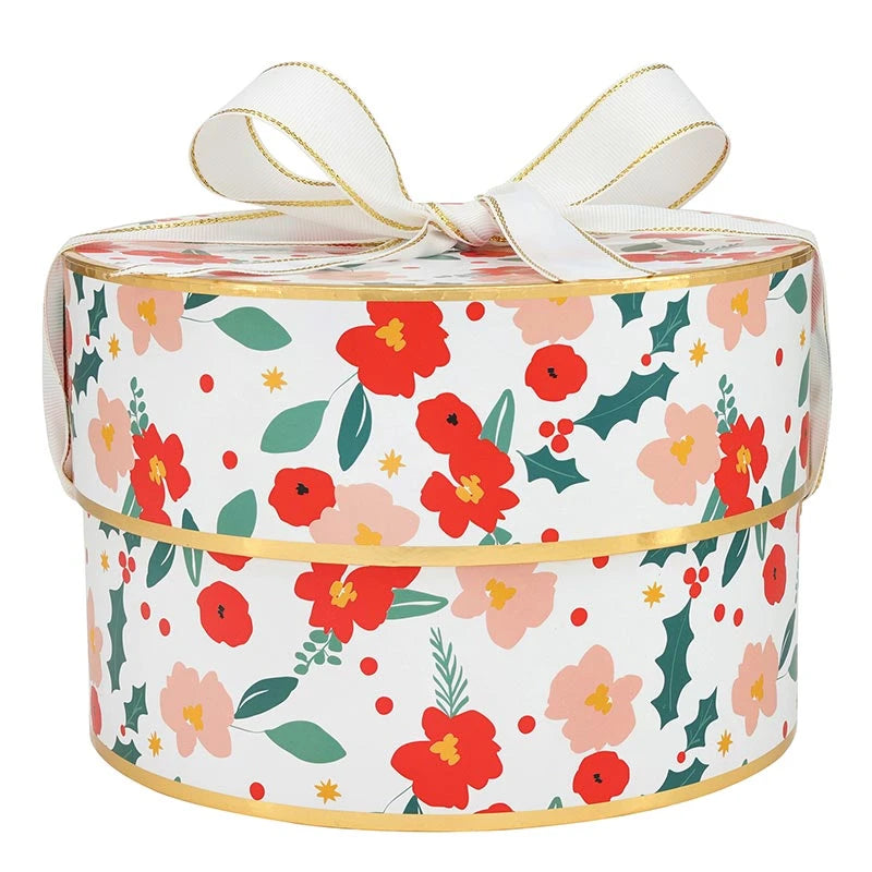 Nested Paper Gift Box - Red Christmas Floral - Set of 3