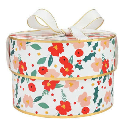 Nested Paper Gift Box - Red Christmas Floral - Set of 3
