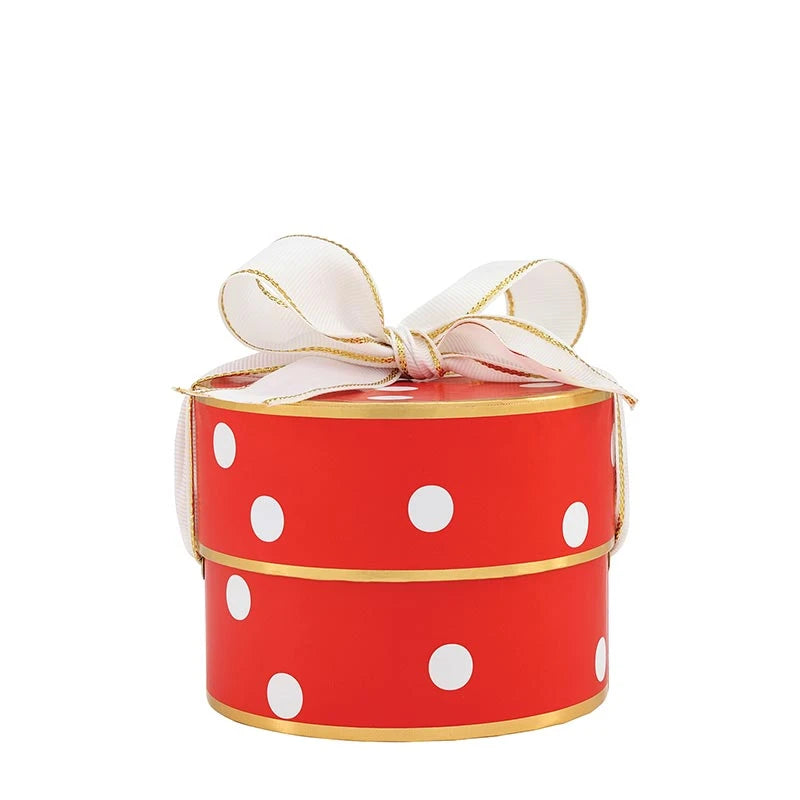Nested Paper Gift Box - Red + White Dots - Set of 3