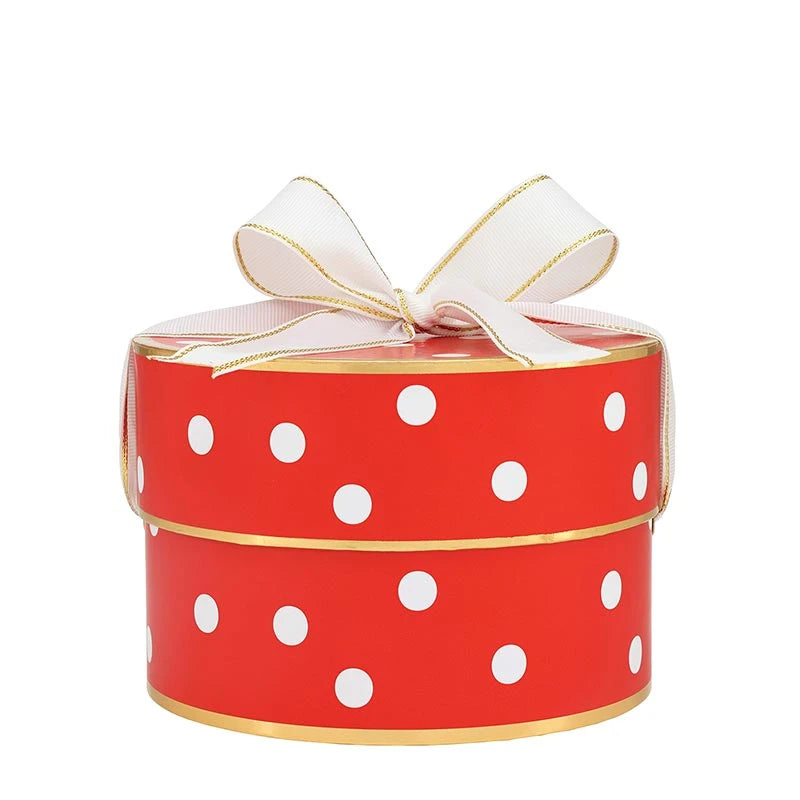 Nested Paper Gift Box - Red + White Dots - Set of 3