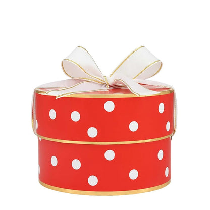 Nested Paper Gift Box - Red + White Dots - Set of 3