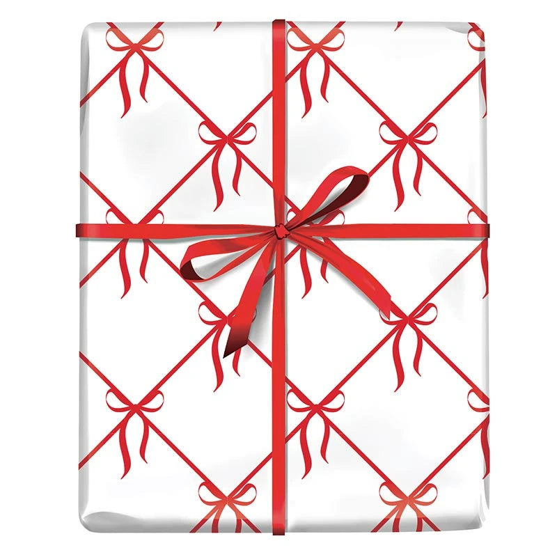 Wrapping Paper - White + Red Bows