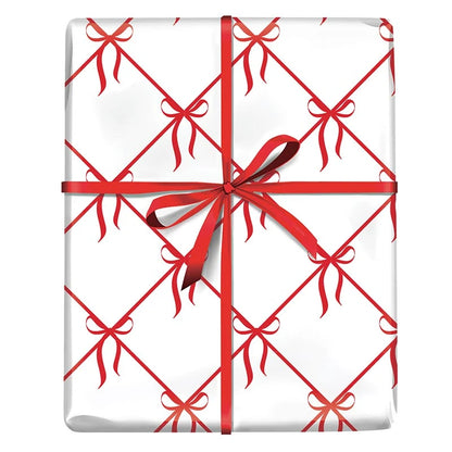 Wrapping Paper - White + Red Bows