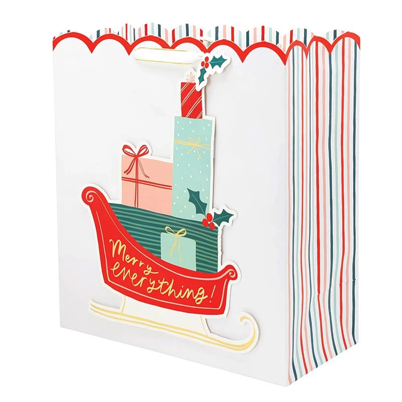 Jumbo Gift Bag - Merry Everything Sleigh + Stripes