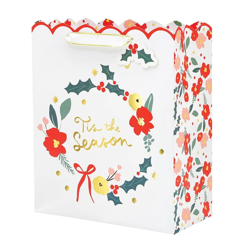 Large Gift Bag - 'Tis the Season + Red Floral