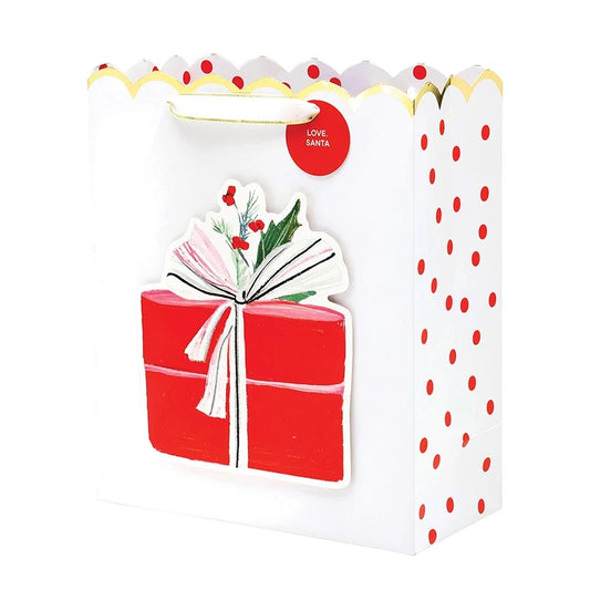 Large Gift Bag - Red Present + Dots