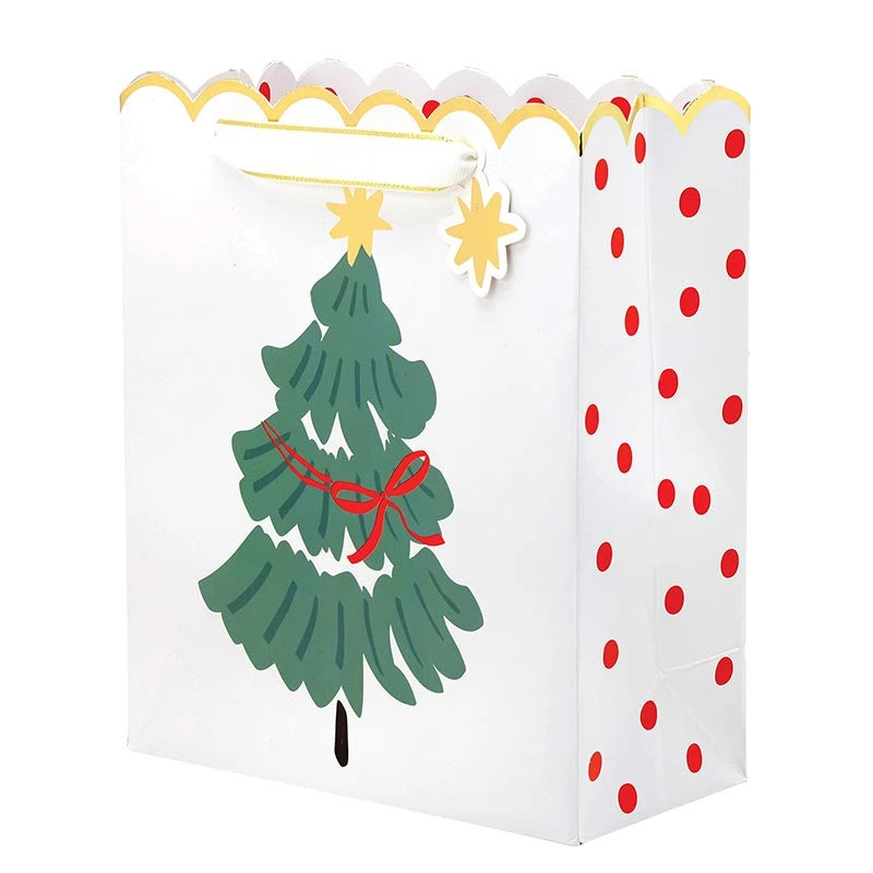 Medium Gift Bag - Bow Tree+Red Dots