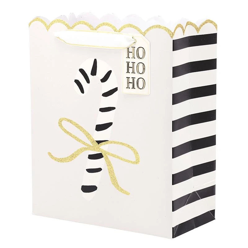 Medium Gift Bag - Bow Candy Cane + Stripes