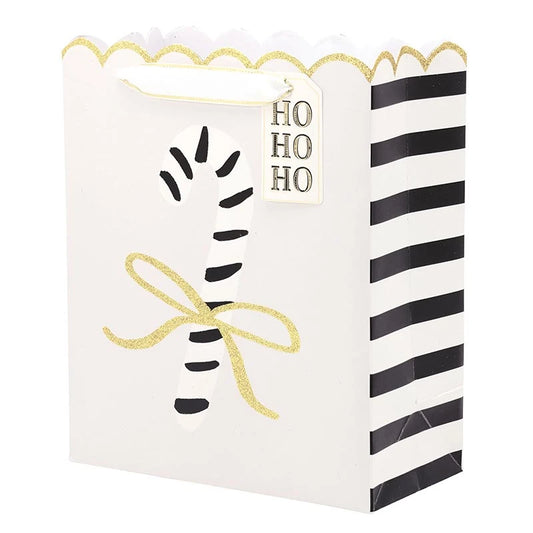 Medium Gift Bag - Bow Candy Cane + Stripes