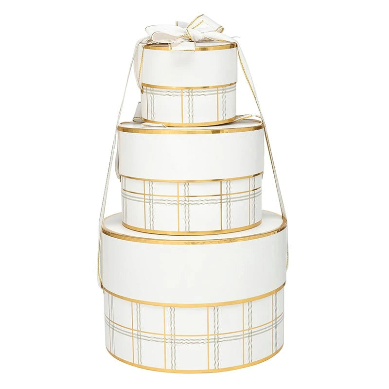 Nested Paper Gift Box - Plaid - Set of 3