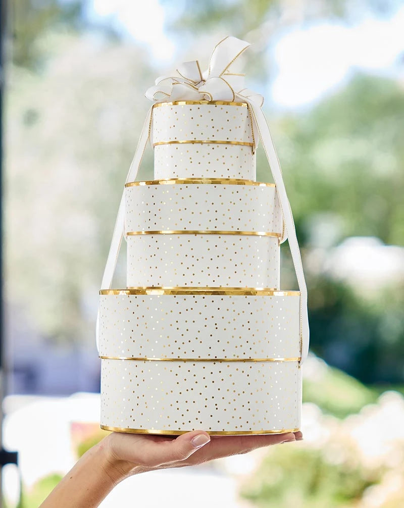Nested Paper Gift Box - Gold Dots - Set of 3