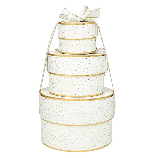 Nested Paper Gift Box - Gold Dots - Set of 3