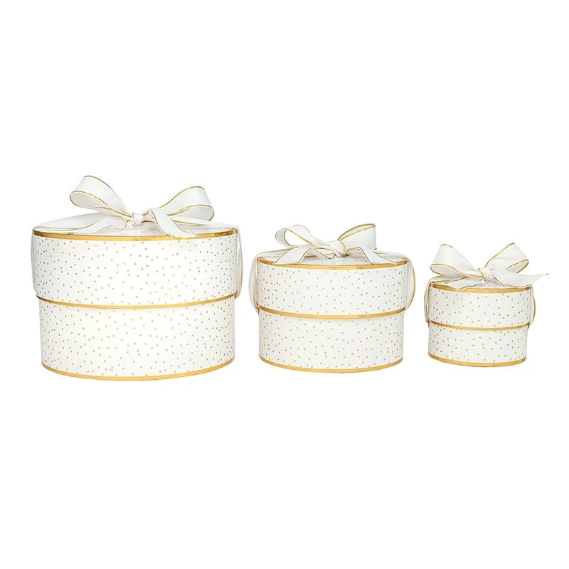 Nested Paper Gift Box - Gold Dots - Set of 3