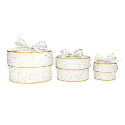 Nested Paper Gift Box - Gold Dots - Set of 3