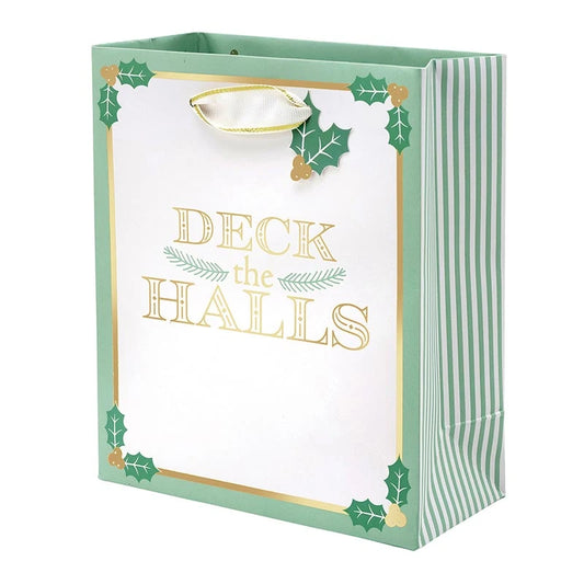 Small Gift Bag - Deck The Halls + Stripes