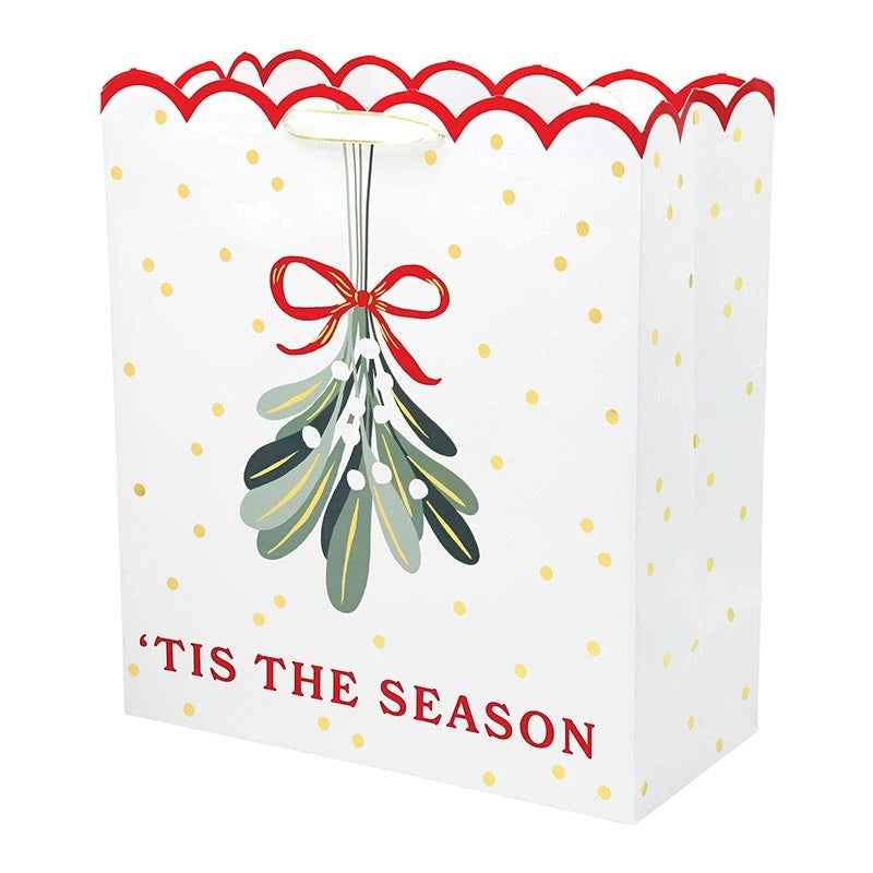 Jumbo Gift Bag - 'Tis the Season + Gold Polka Dots