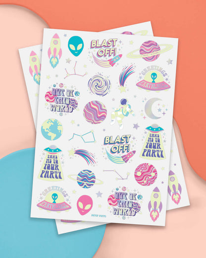 Space Girl Glo Tats - 46 temporary tattoos