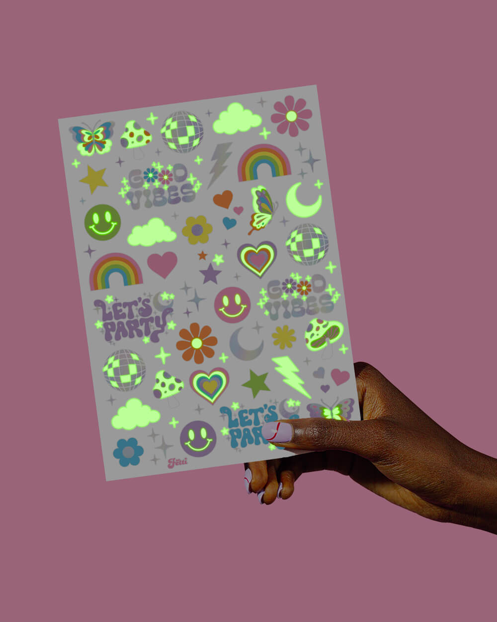 Rave Girl Glo Tats - 82 foil temporary tattoos