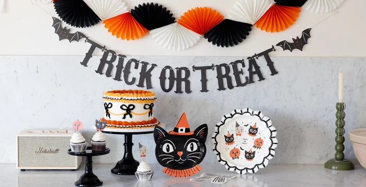 Orange Black and Cream Double Bunting Tissue Banner