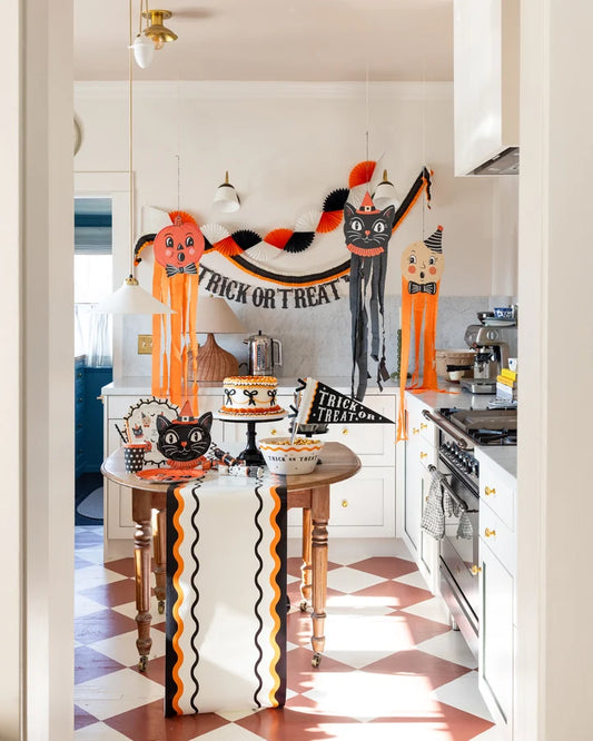 Orange and Black Ric Rac Paper Table Runner