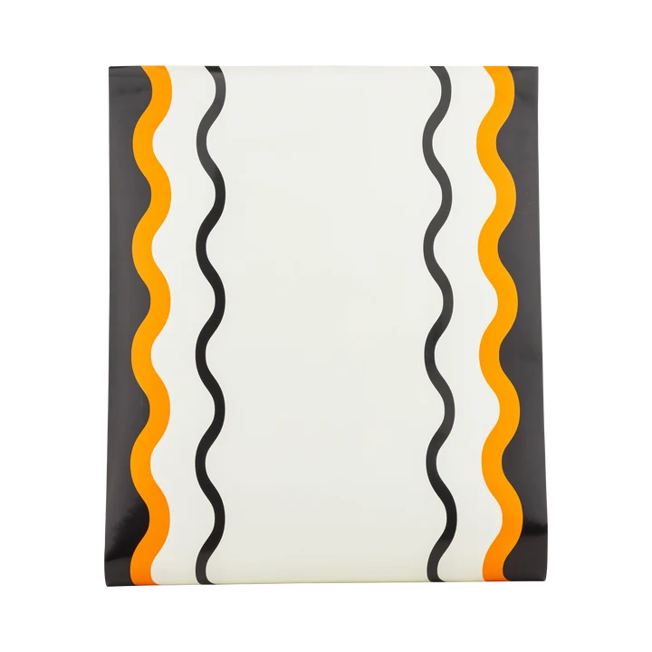 Orange and Black Ric Rac Paper Table Runner