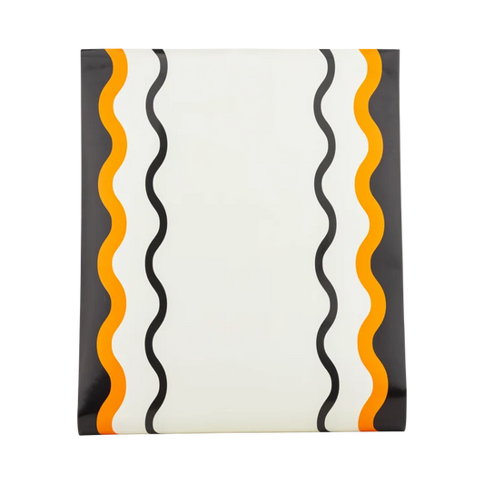Orange and Black Ric Rac Paper Table Runner