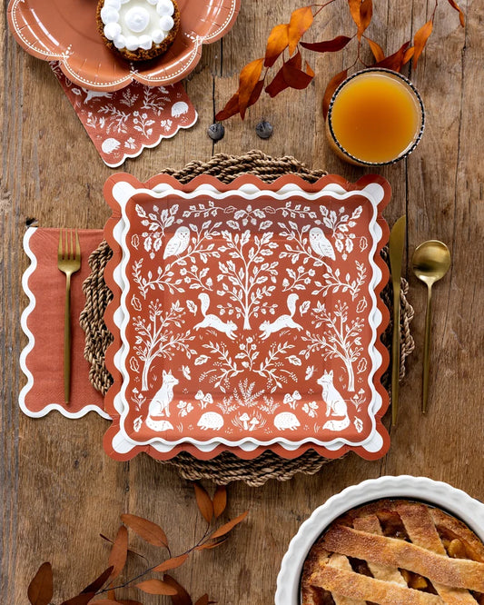 Scalloped Rust Paper Plates