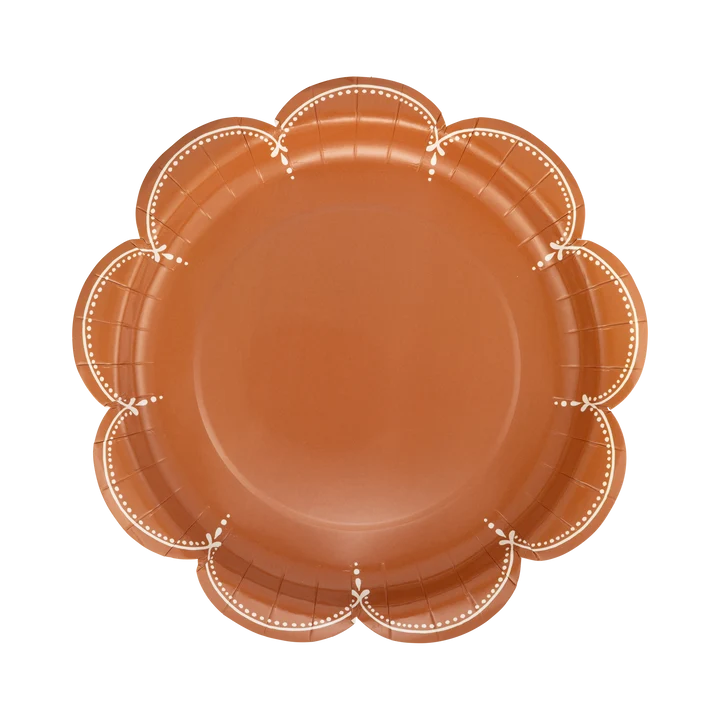 Scalloped Rust Paper Plates