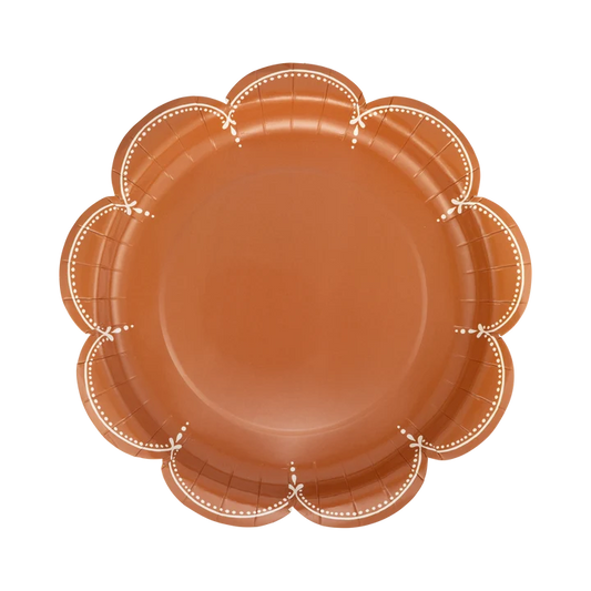 Scalloped Rust Paper Plates