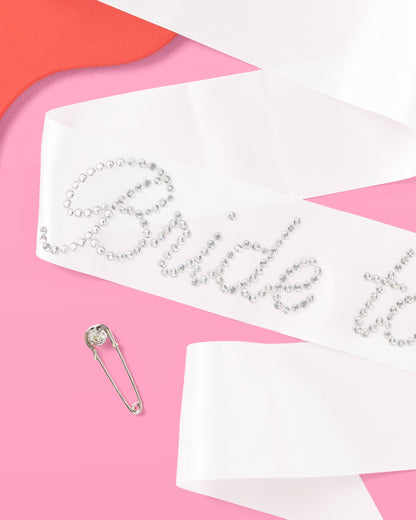 That Bride Sash - white silk + rhinestones