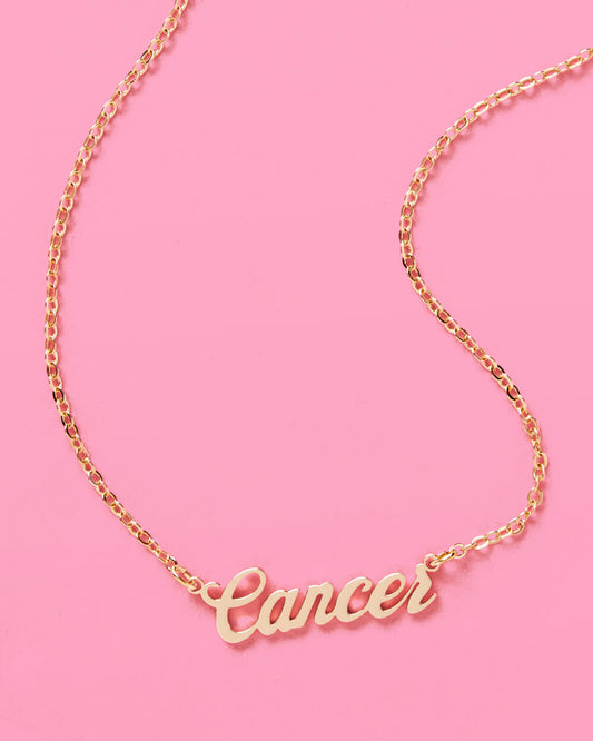 Cancer Season Necklace - gold script necklace