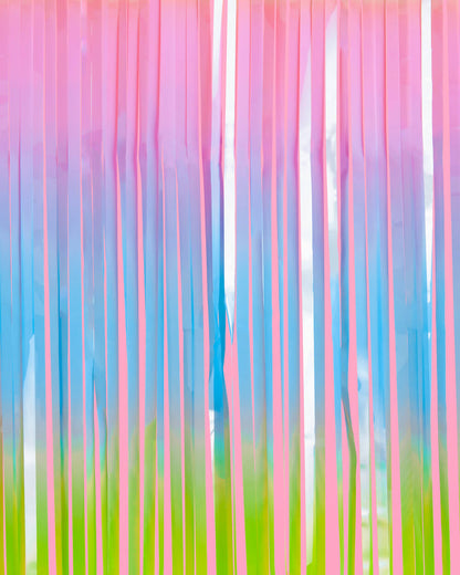 Pastel Party Curtain - rainbow foil curtain