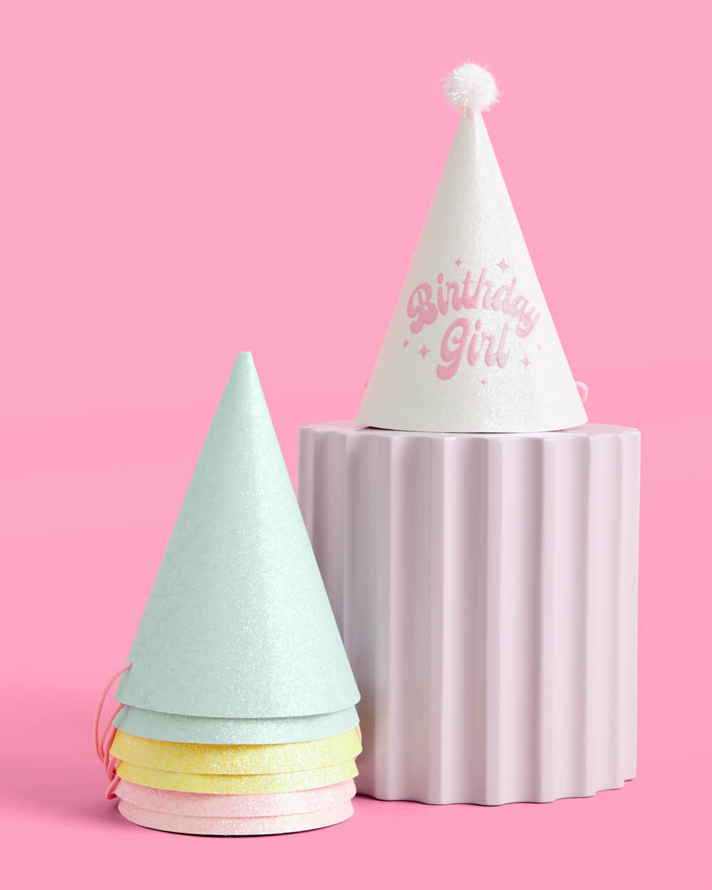 Pastel Party Hats - 13 glitter paper hats