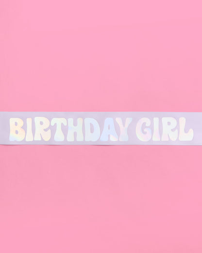Lavender Haze Sash - purple silk + iridescent foil