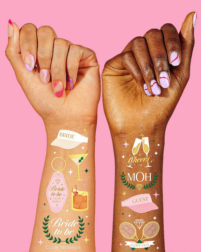 Fancy Bride Tats - 48 foil temporary tattoos