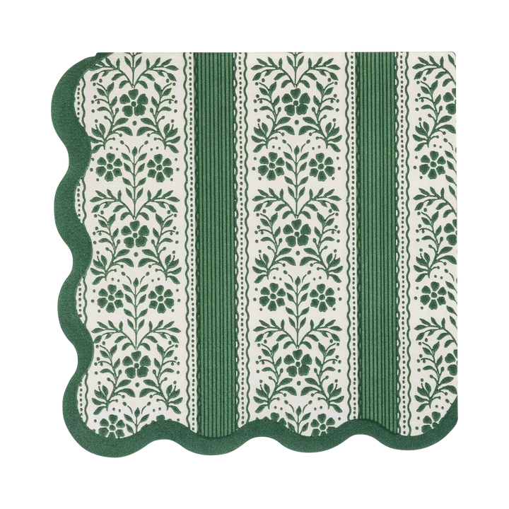 Floral Striped Cocktail Napkin