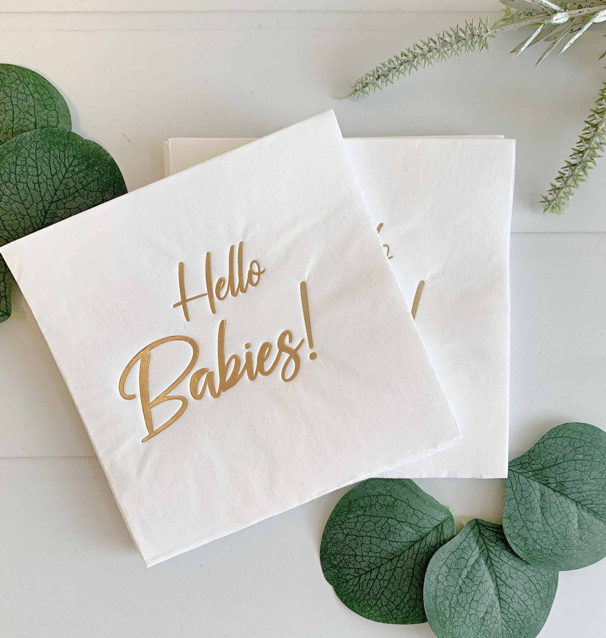 Hello Babies Cocktail Napkins - Gold