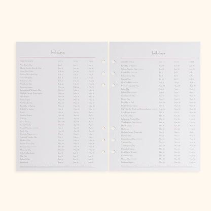 A5 Inserts for Weekly Planner Personal Portfolio 2026