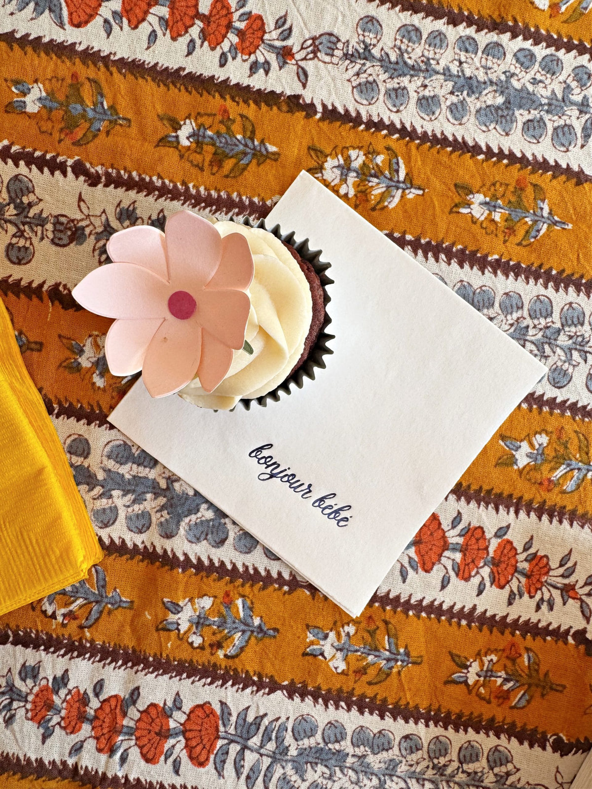 Bonjour Bébé Navy on White Cocktail Napkins | French Country Baby Shower