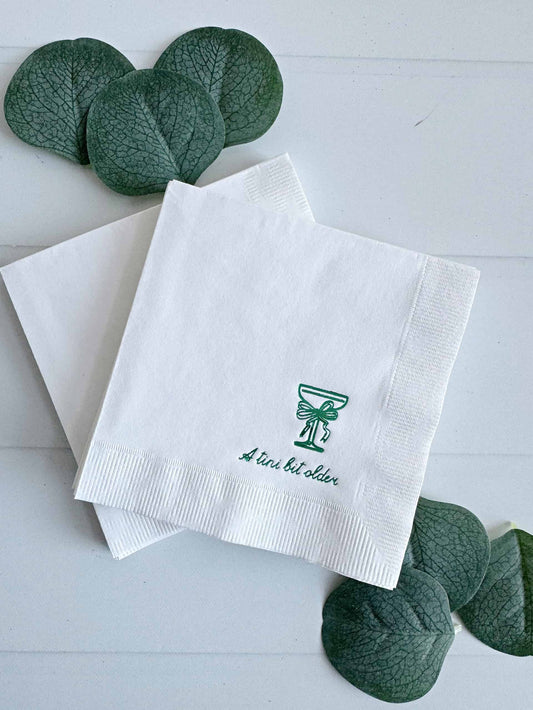 A Tini Bit Older Cocktail Napkins - Green Bow