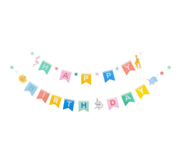 Animal Party Happy Birthday Banner