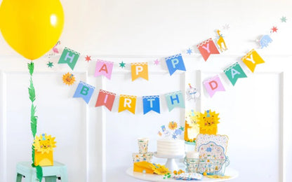 Animal Party Happy Birthday Banner