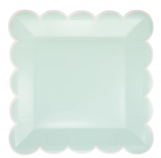 Aqua Scalloped Square 9" Plate