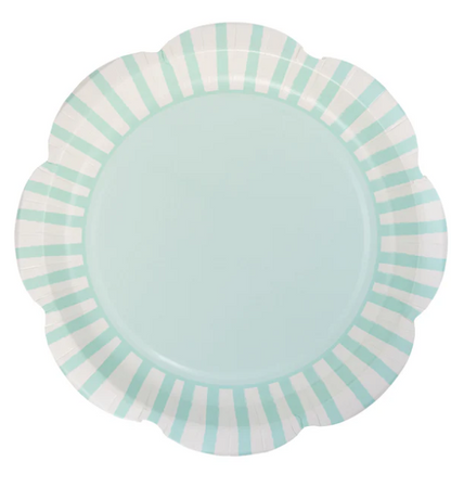 Aqua Striped Scallops 9" Plate