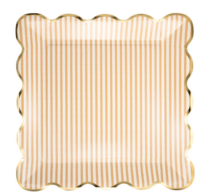 Tan Striped 10" Plate