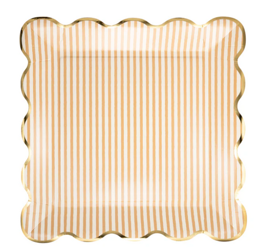 Tan Striped 10" Plate